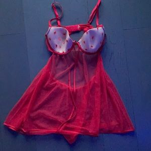 Size Small Red Lace & Mesh Slip